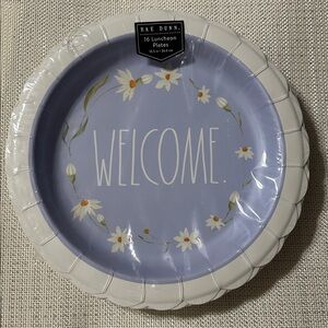 RAE DUNN 16 Lunch Plates & 40 Napkins HAPPY  EASTER. White Blue Floral Bundle